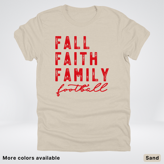 Fall Faith Family – Red Design - Football - T-Shirt