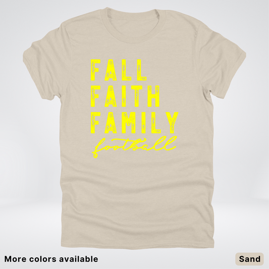 Fall Faith Family – Yellow Design - Football - T-Shirt