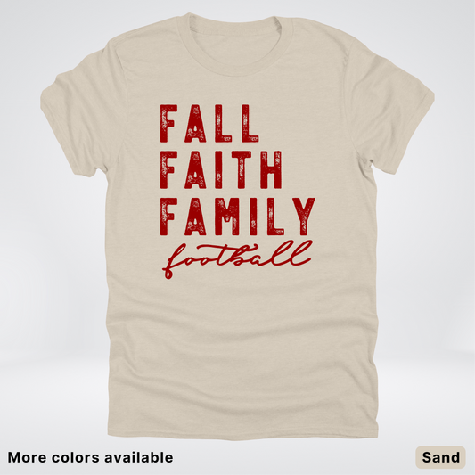 Fall Faith Family – Maroon Design - Football - T-Shirt