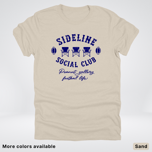 Sideline Social Club Peanut Gallery Football Life Navy Design 02 T-Shirt