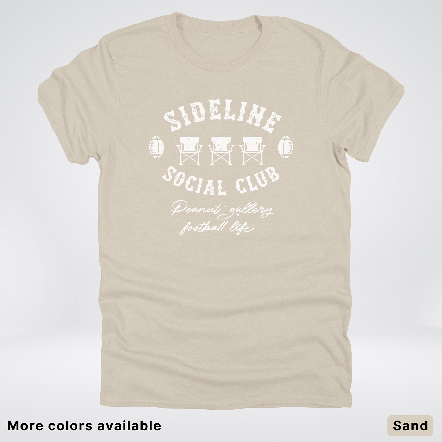 Sideline Social Club Peanut Gallery Football Life - White Design - T-Shirt