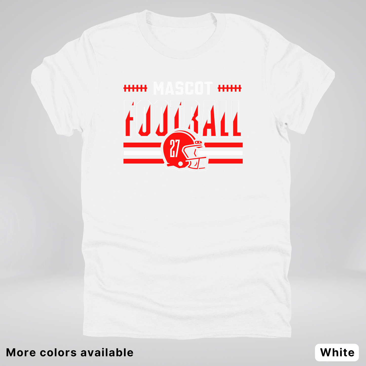 Custom Mascot & Number - Red - Football Design 2 T-Shirt
