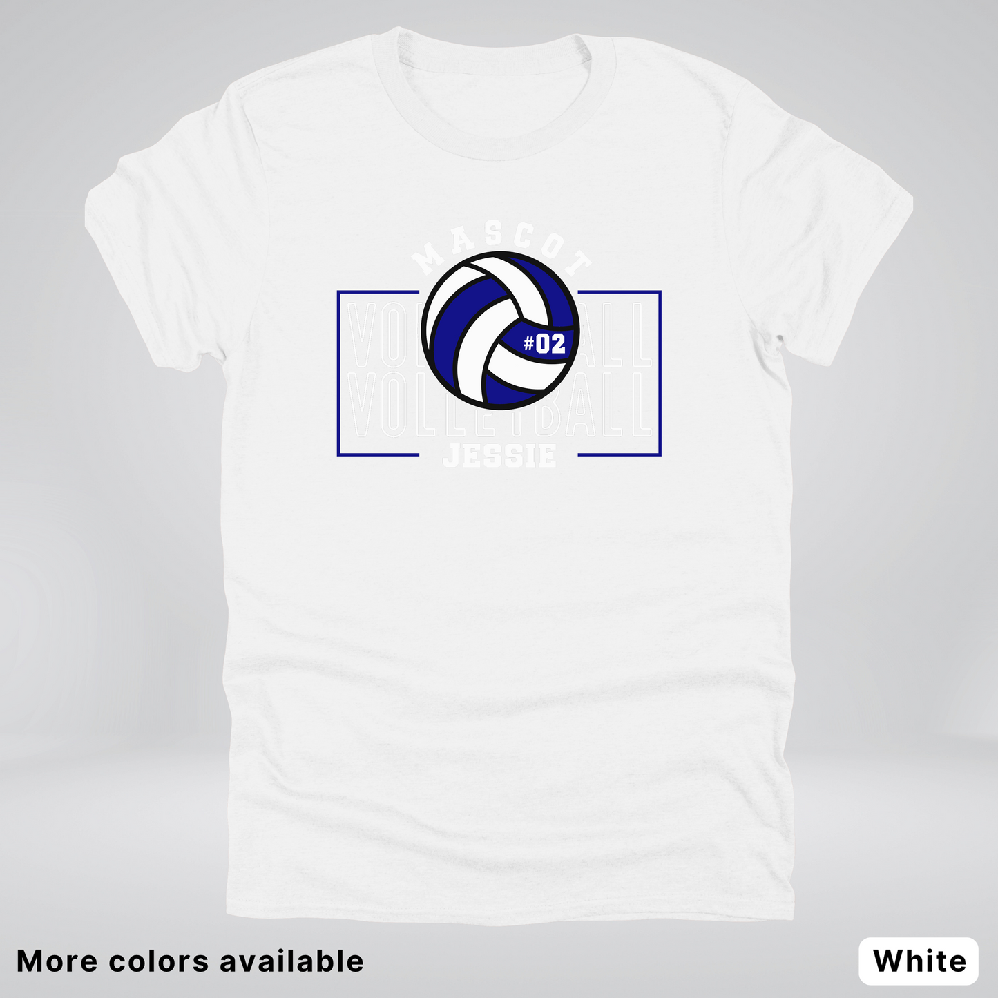 Custom Mascot, Number, & Name – Navy - Volleyball Design 13 T-Shirt