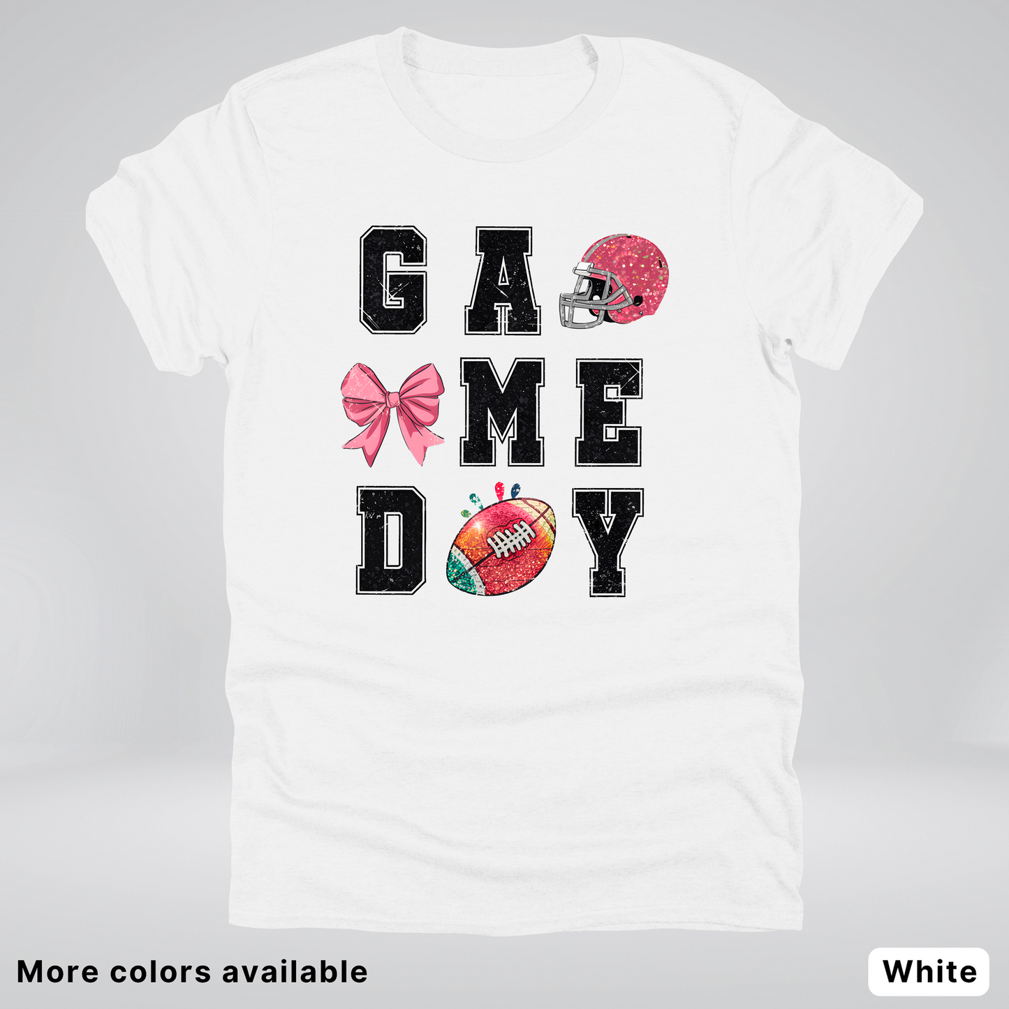 Game Day Pink Helmet Football & Bow - T-Shirt