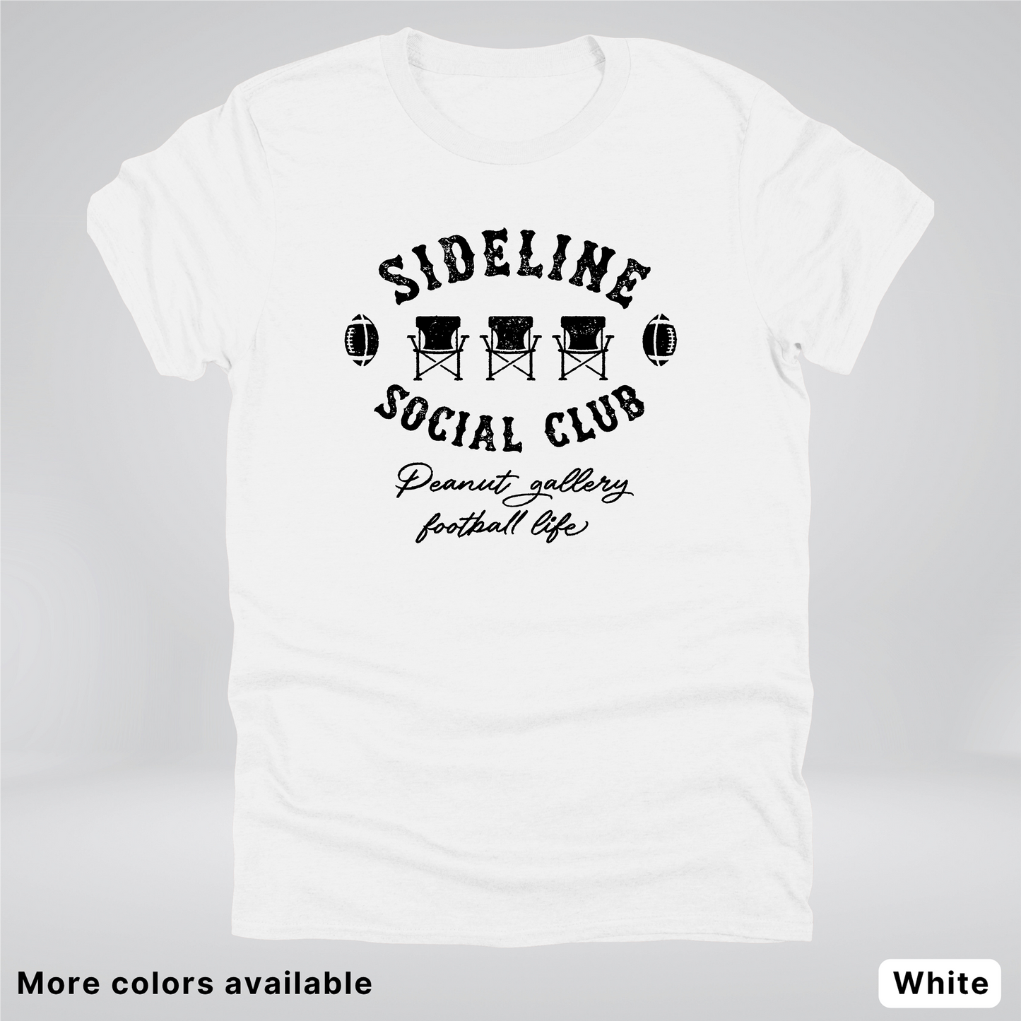 Sideline Social Club Peanut Gallery Football Life - Black Design - T-Shirt
