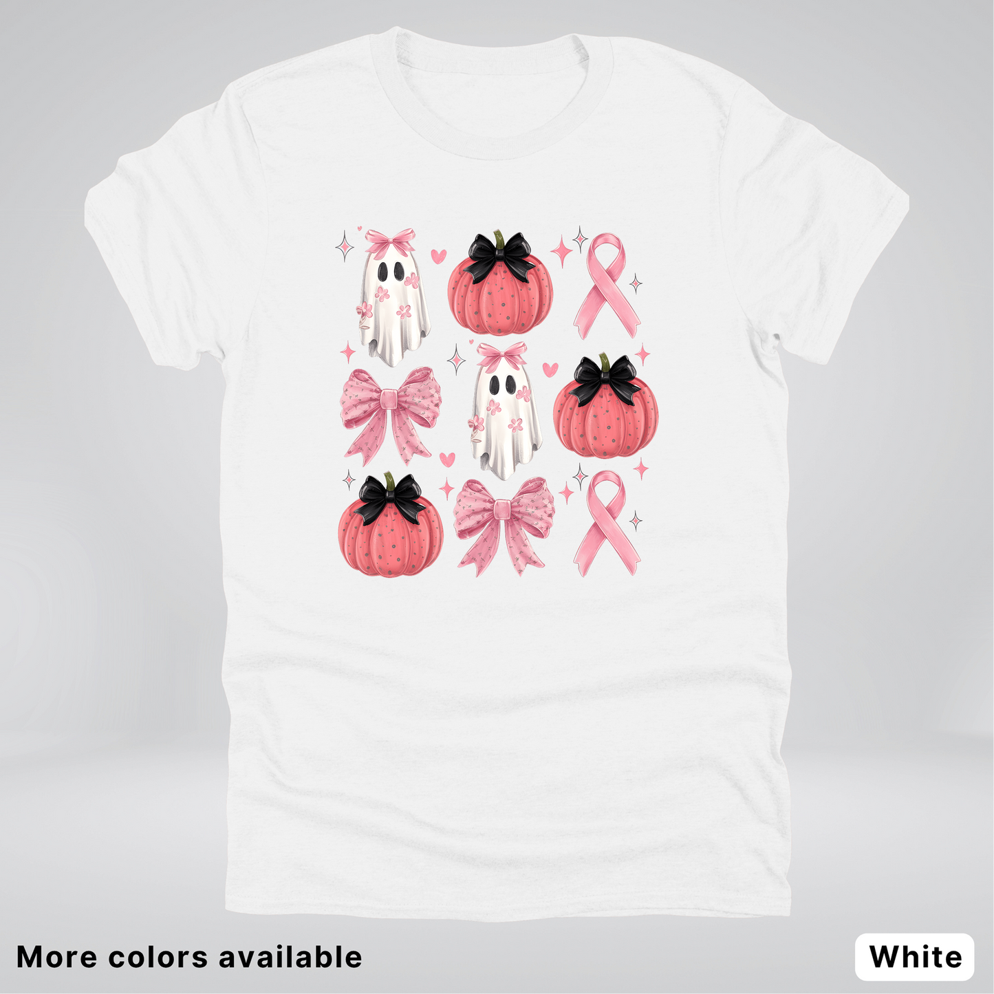 Pink Pumpkin Coquette Bow Cute Ghost - T-Shirt
