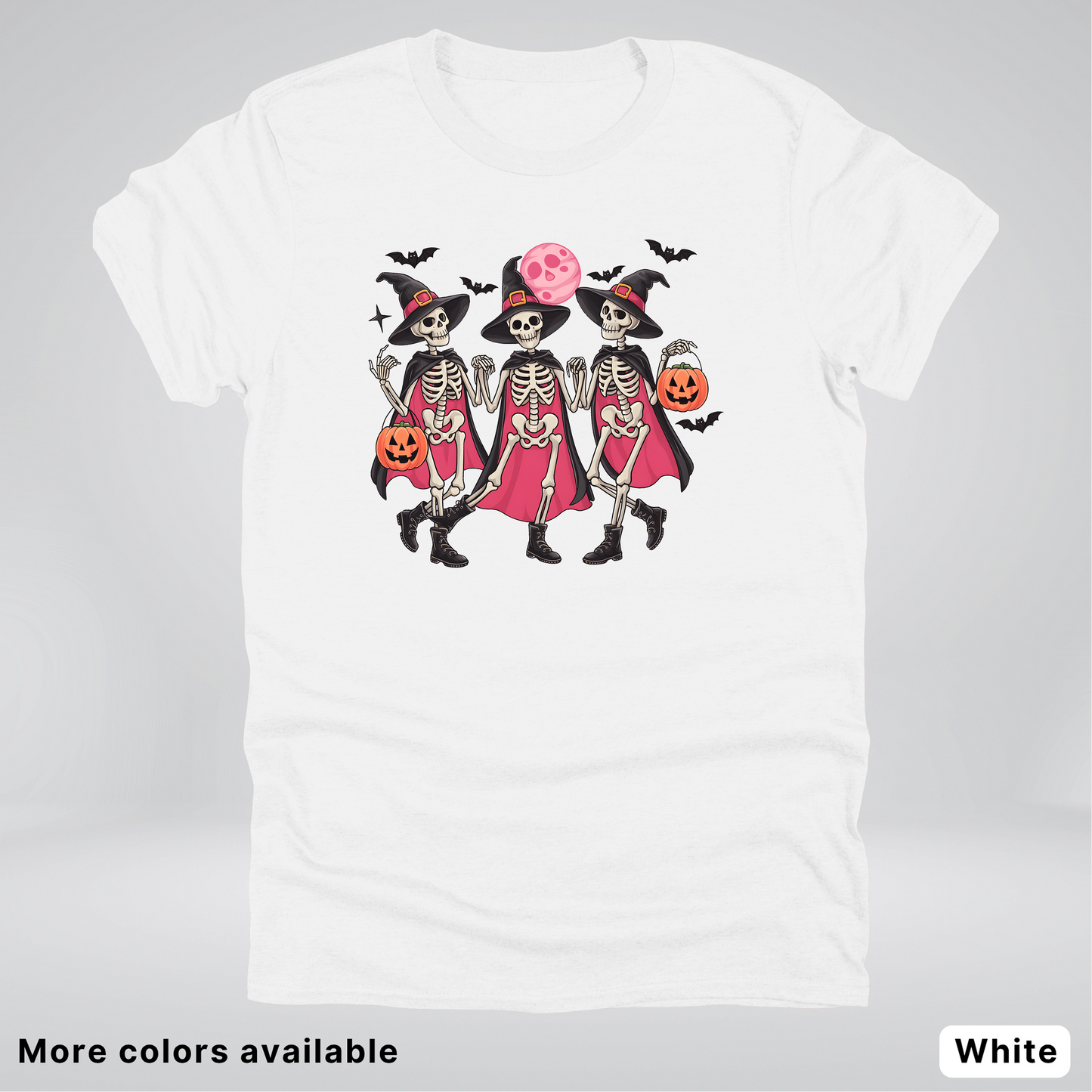 Skeleton Pink Out Witches Dancing Halloween - T-Shirt