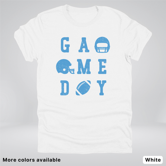 Game Day Football 3 x 3 – Light Blue Design – T-Shirt