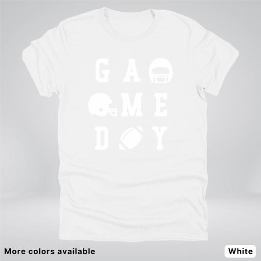 Game Day Football 3 x 3  – White Design  – T-Shirt