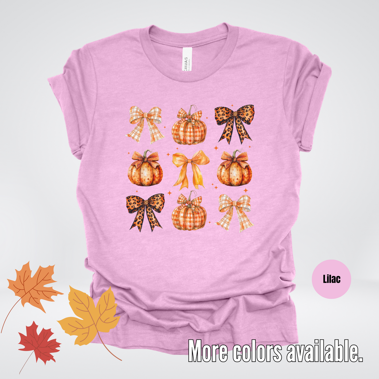 Fall Coquette Leopard Print and Flannel Bows And Pumpkins T-Shirt