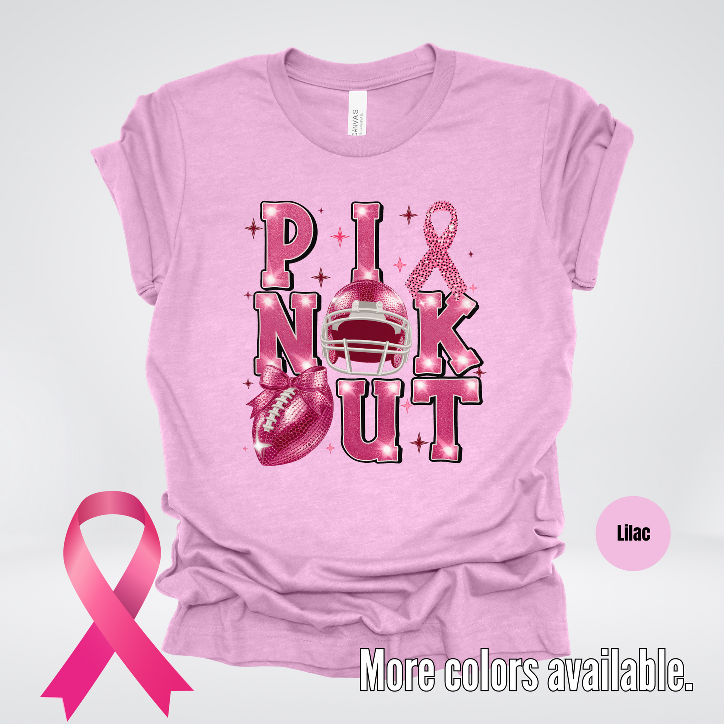 Pink Out Football Coquette Glitter Helmet T-Shirt