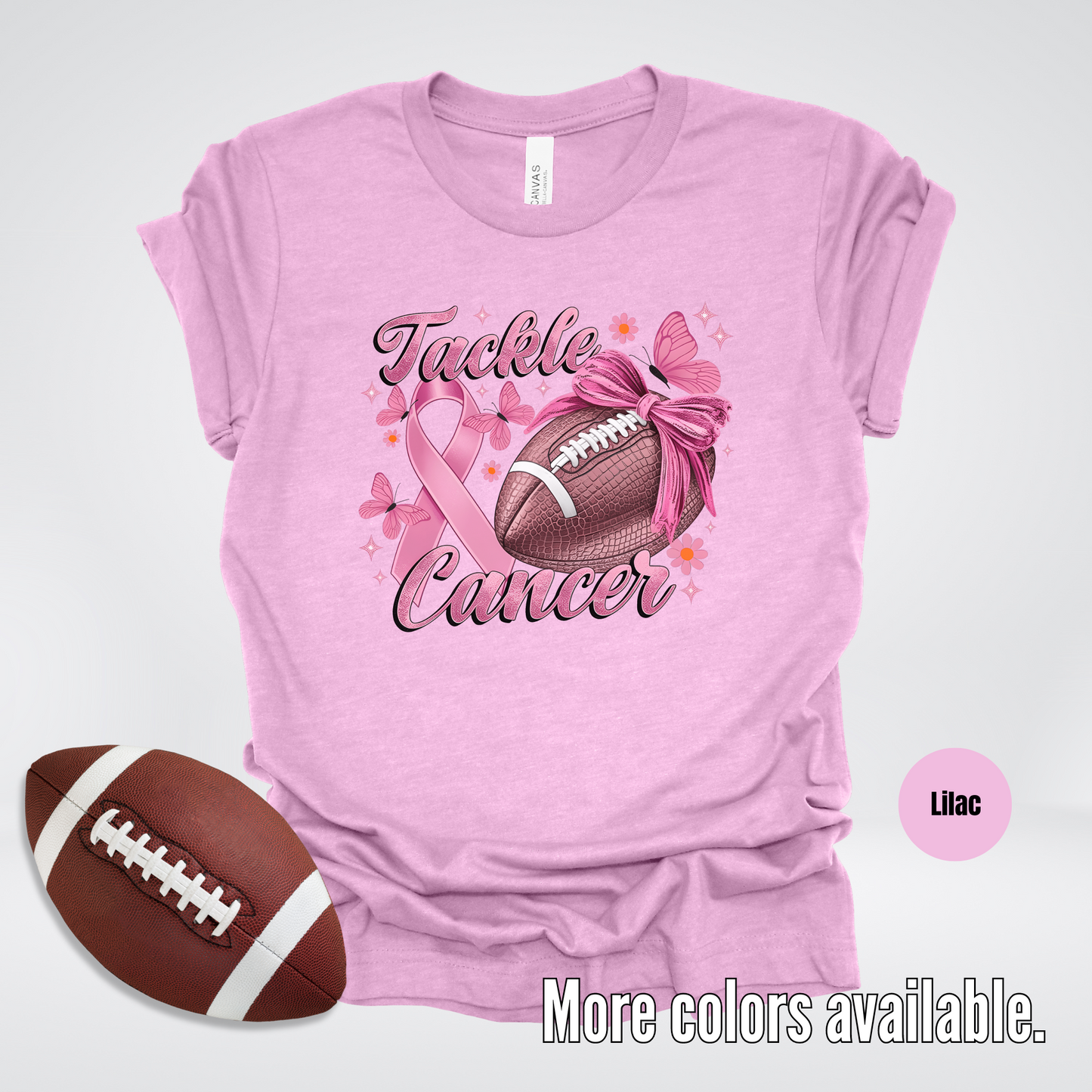 Tackle Cancer Coquette Football T-Shirt