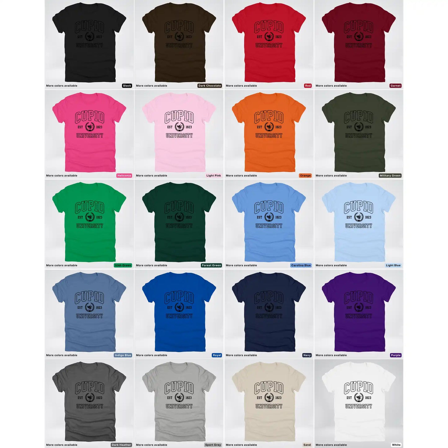 Cupid University Est 1823 - Black Design - T-Shirt