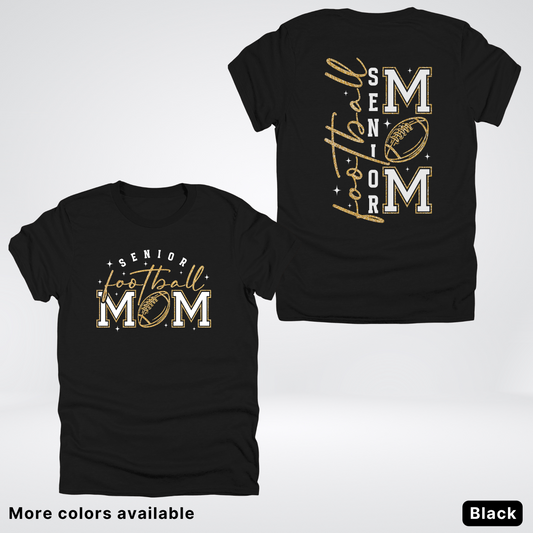 Senior Football Mom - White & Gold Glitter Design - T-Shirt