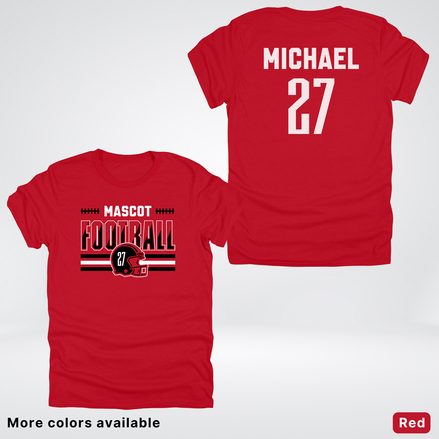 Custom Mascot, Number, & Name – Black - Football Design 14 V2 - T-Shirt