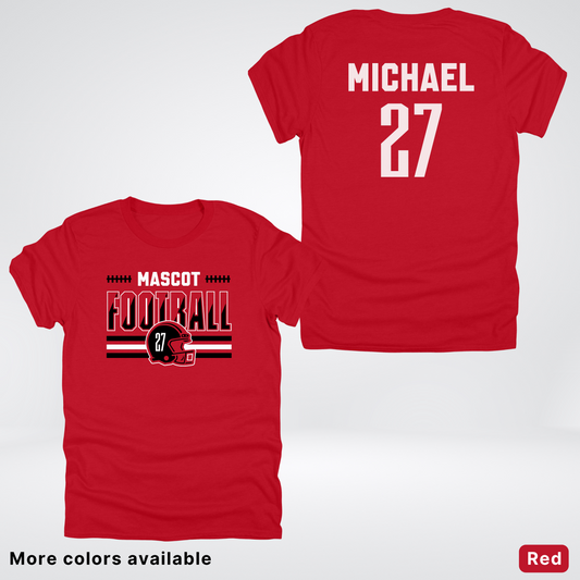 Custom Mascot, Number, & Name – Black - Football Design 14 V2 - T-Shirt
