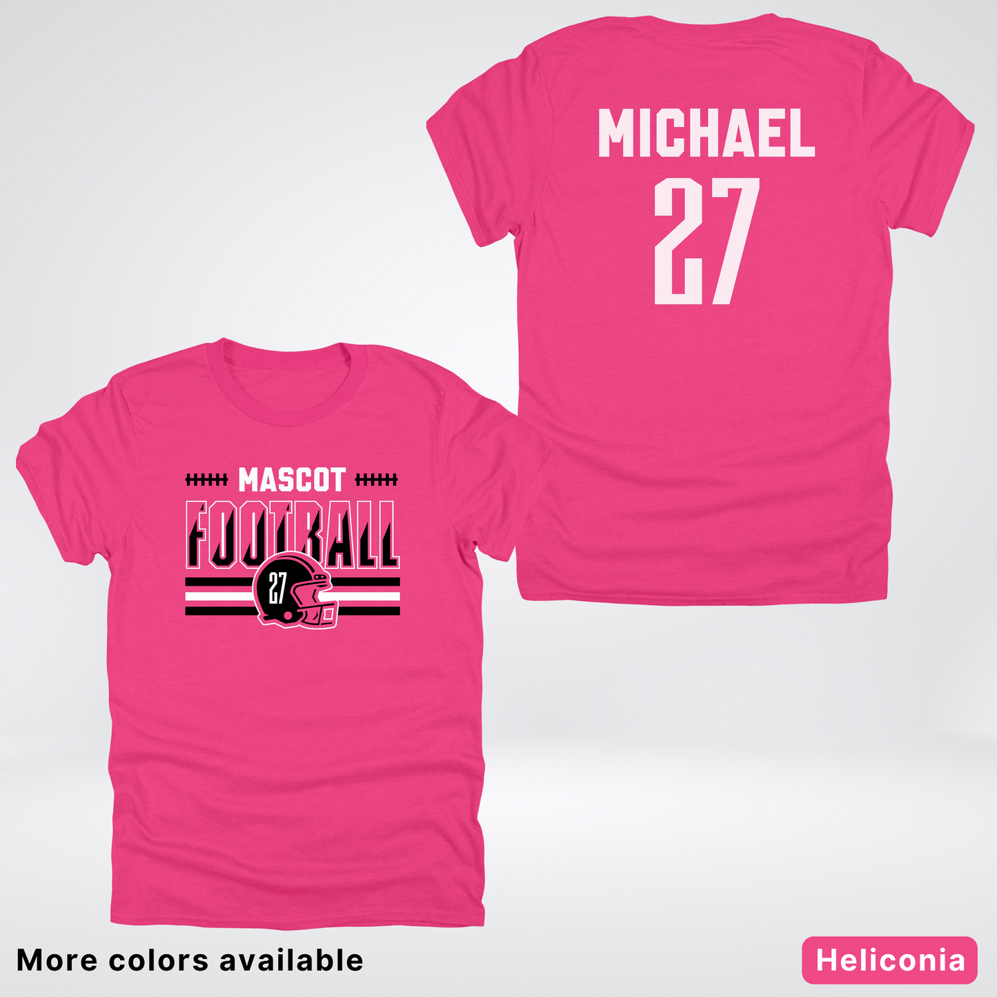 Custom Mascot, Number, & Name – Black - Football Design 14 V2 - T-Shirt