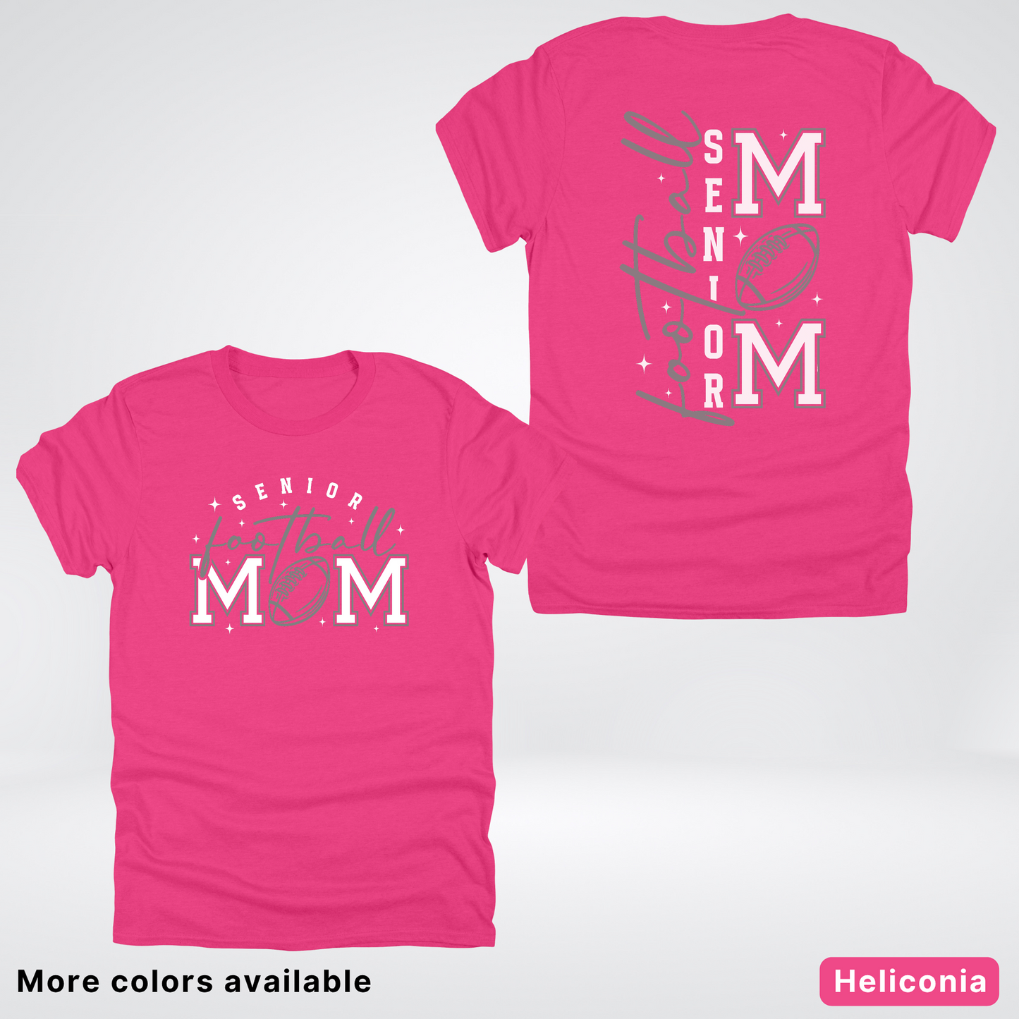 Senior Football Mom - Gray & White Design - T-Shirt