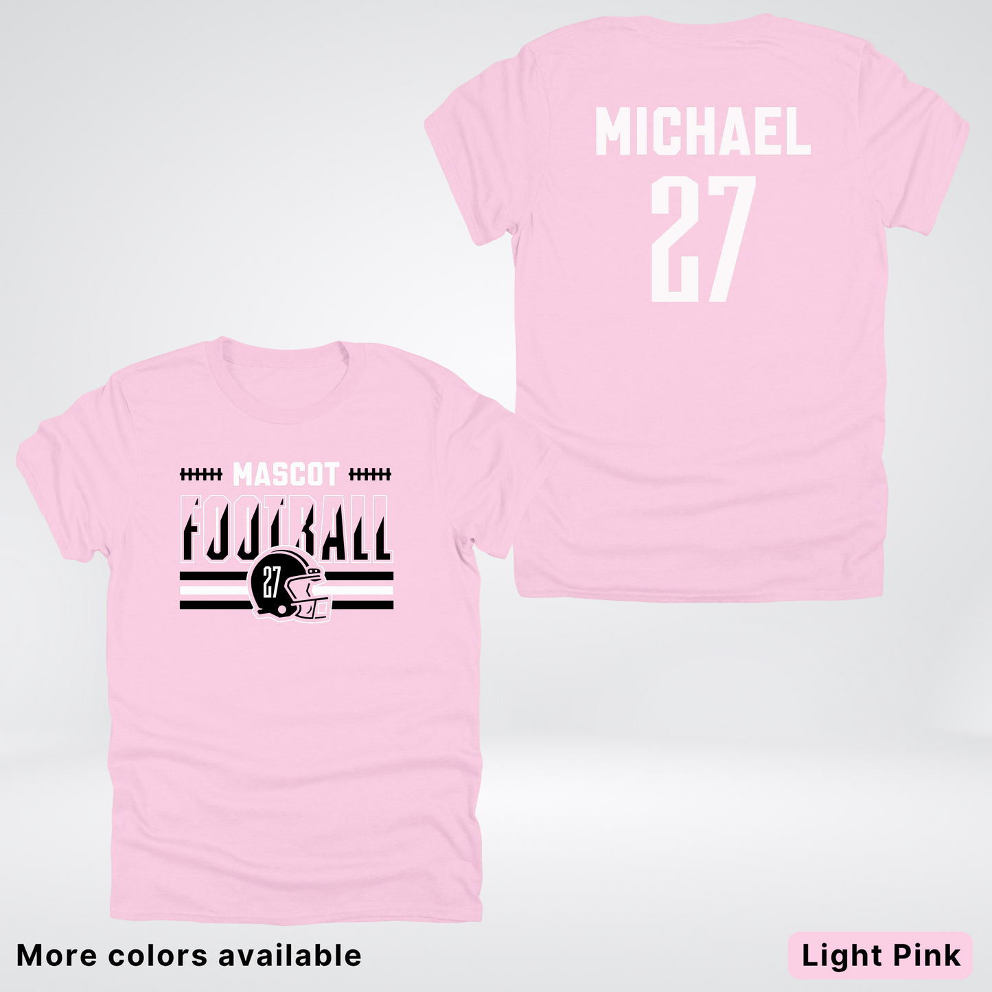 Custom Mascot, Number, & Name – Black - Football Design 14 V2 - T-Shirt