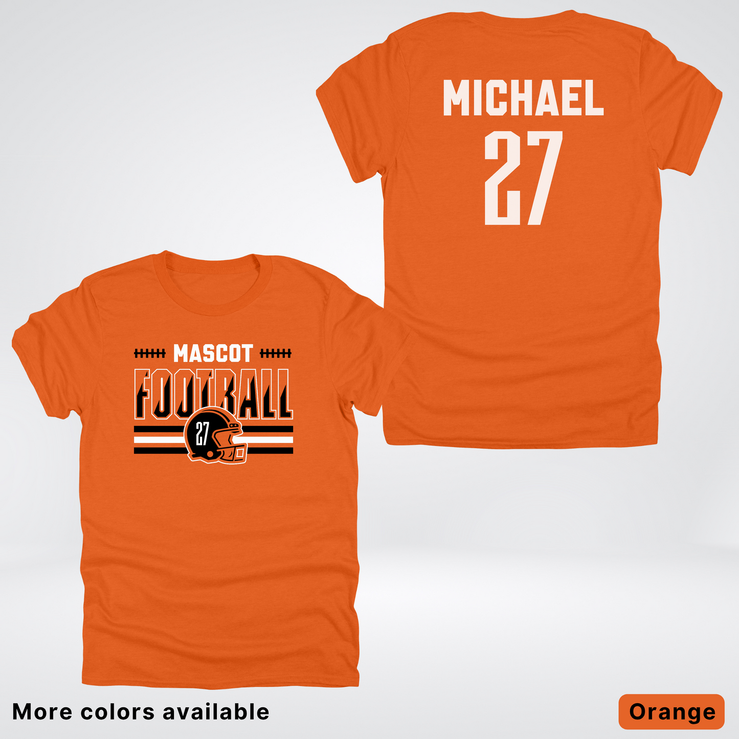 Custom Mascot, Number, & Name – Black - Football Design 14 V2 - T-Shirt