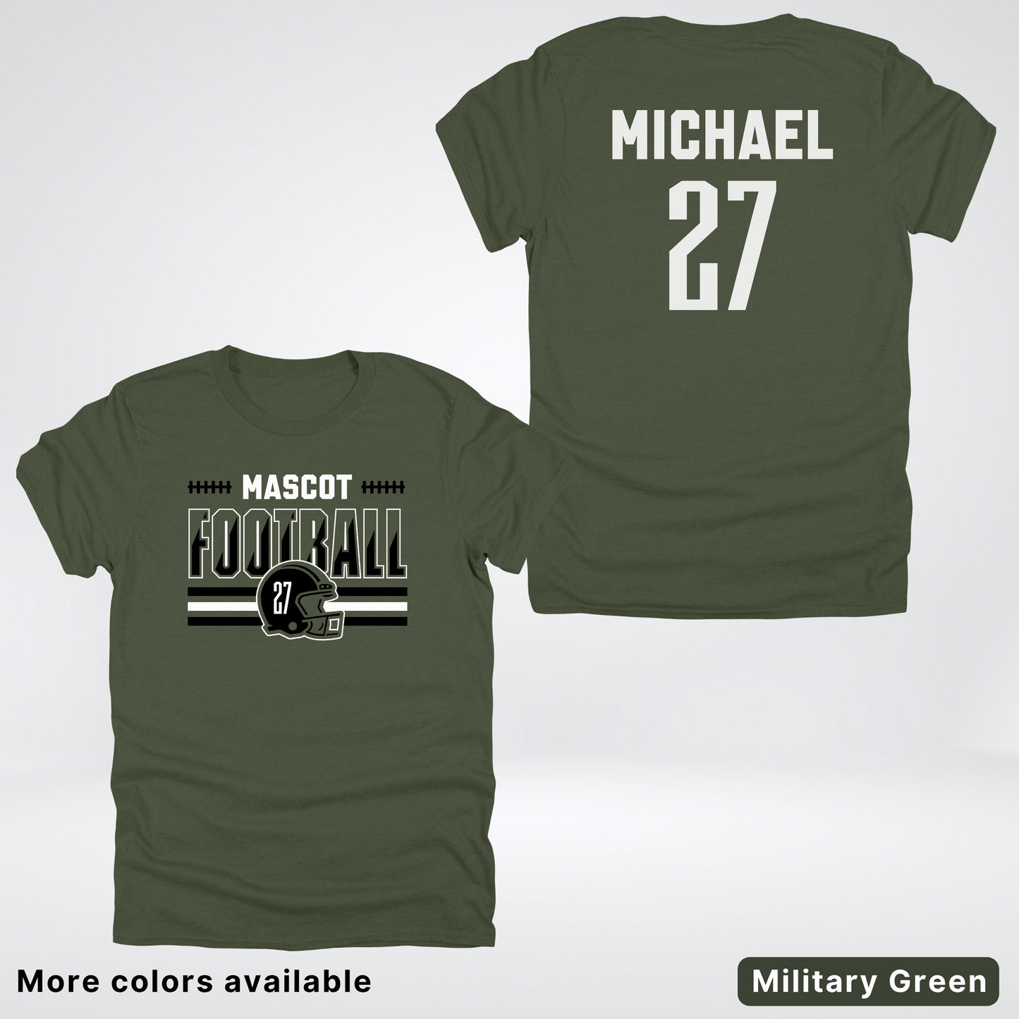 Custom Mascot, Number, & Name – Black - Football Design 14 V2 - T-Shirt