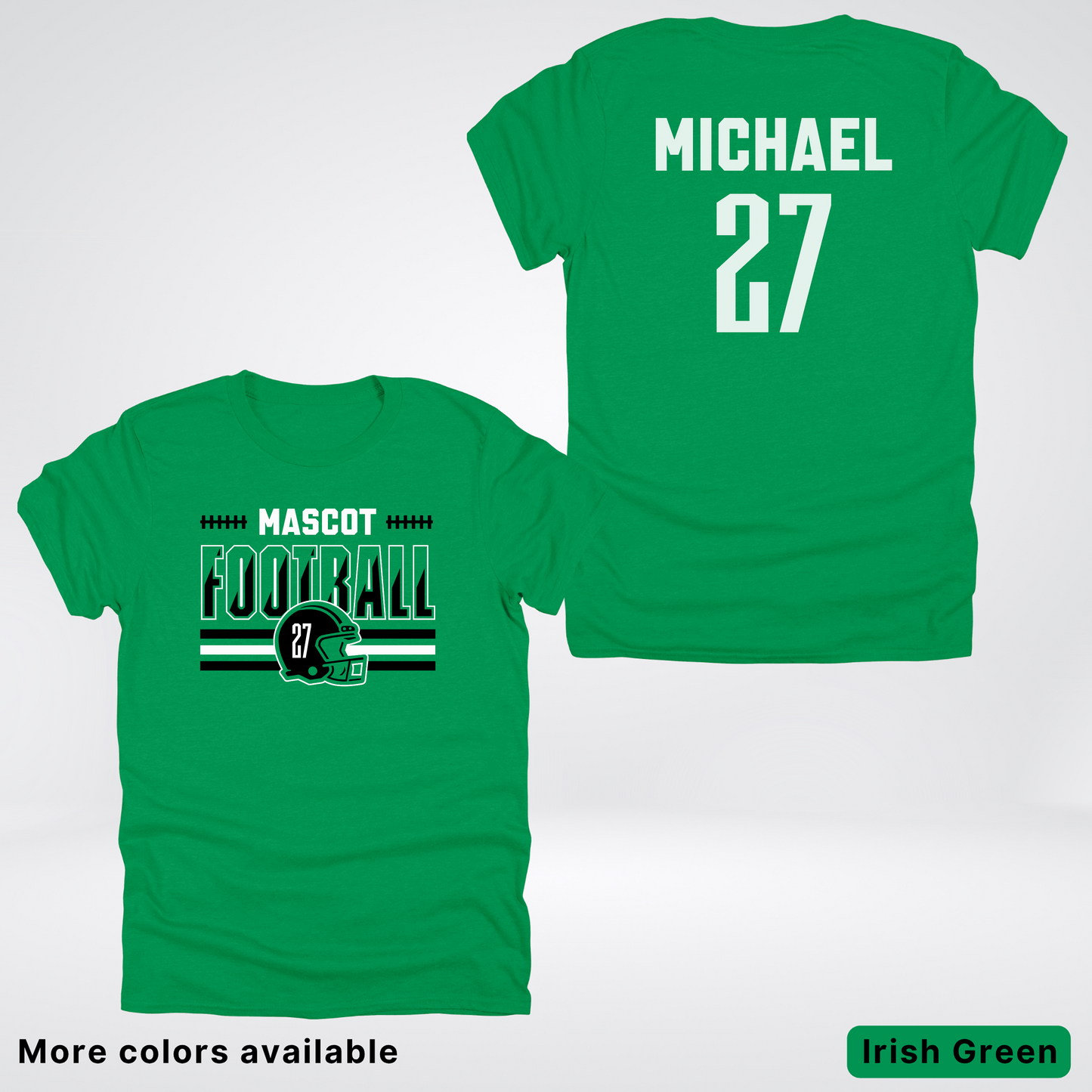 Custom Mascot, Number, & Name – Black - Football Design 14 V2 - T-Shirt
