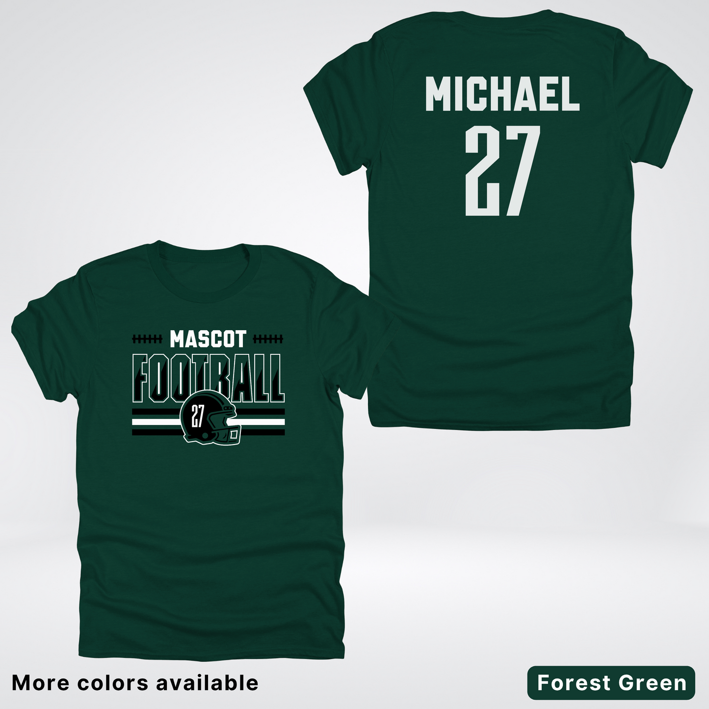 Custom Mascot, Number, & Name – Black - Football Design 14 V2 - T-Shirt