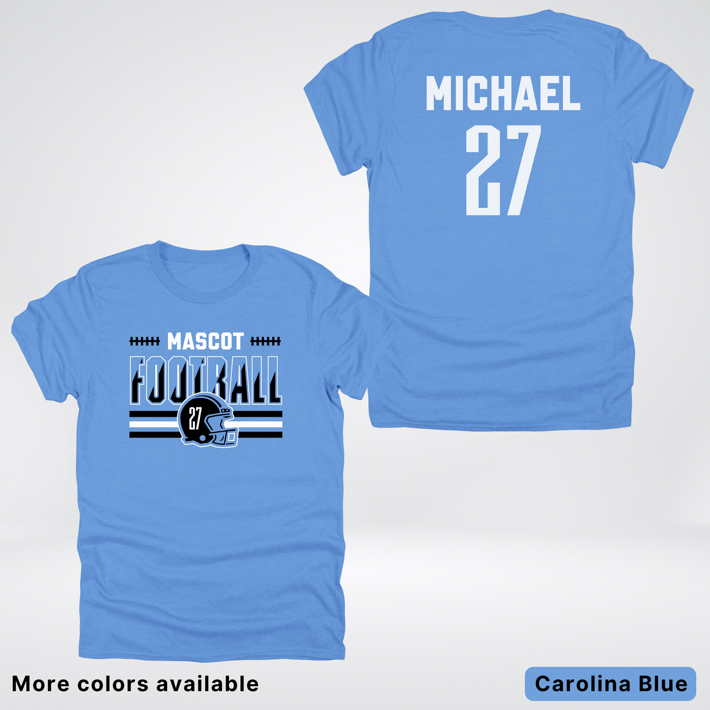 Custom Mascot, Number, & Name – Black - Football Design 14 V2 - T-Shirt