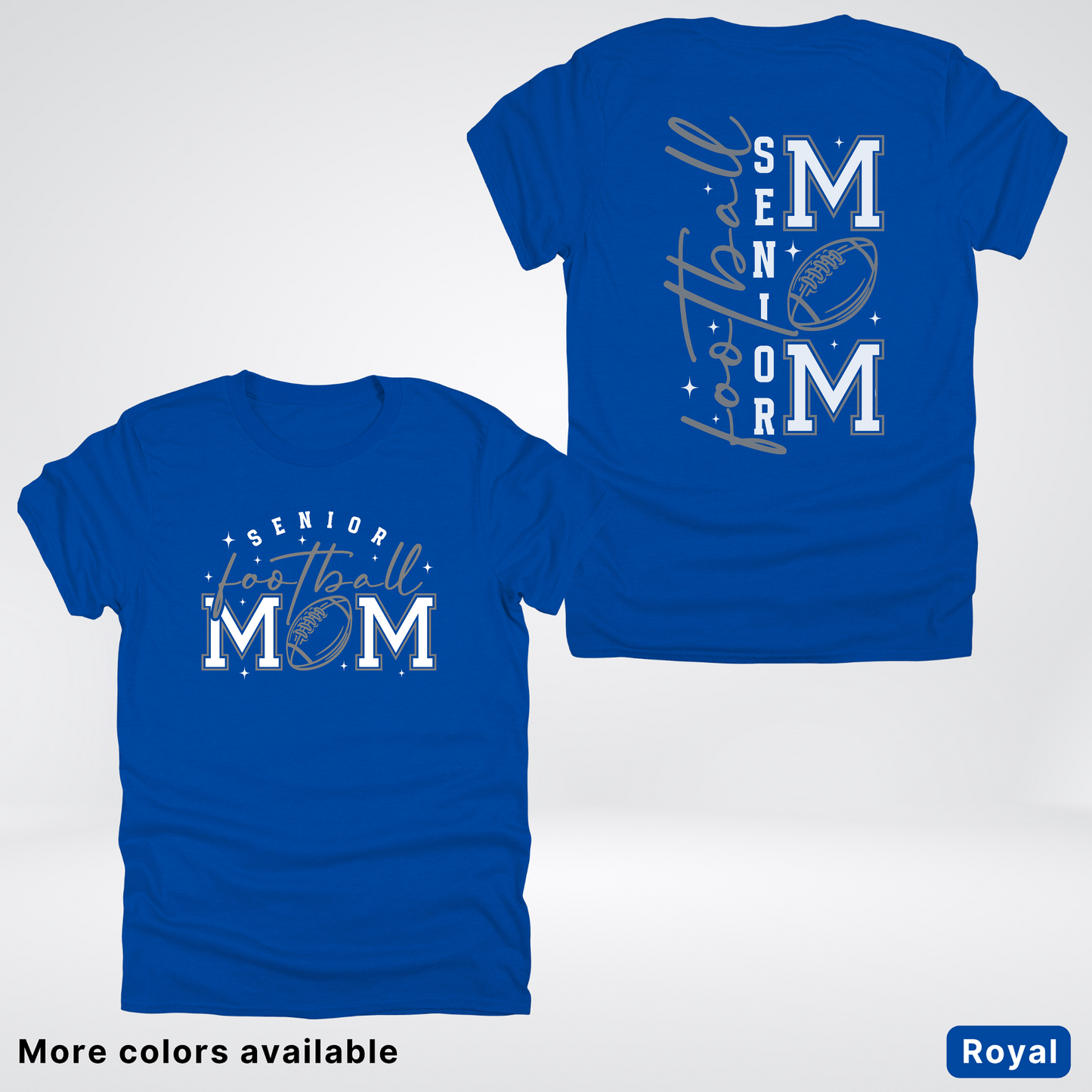 Senior Football Mom - Gray & White Design - T-Shirt