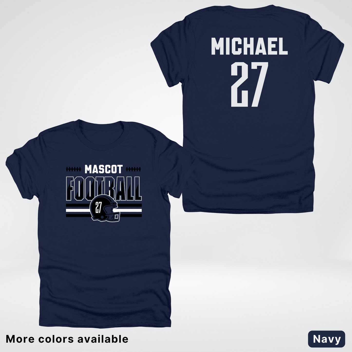 Custom Mascot, Number, & Name – Black - Football Design 14 V2 - T-Shirt