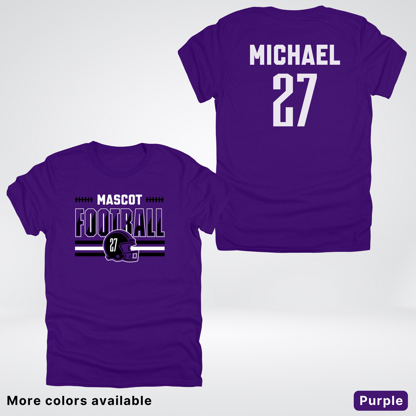 Custom Mascot, Number, & Name – Black - Football Design 14 V2 - T-Shirt