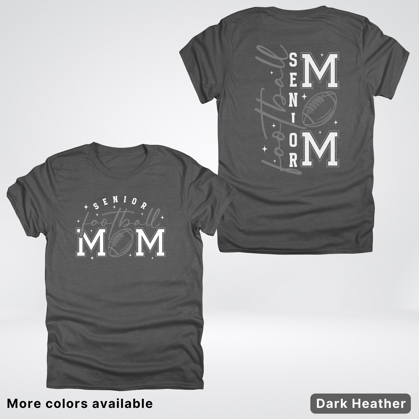 Senior Football Mom - Gray & White Design - T-Shirt