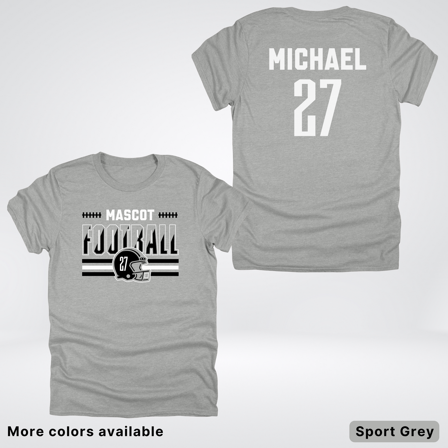 Custom Mascot, Number, & Name – Black - Football Design 14 V2 - T-Shirt