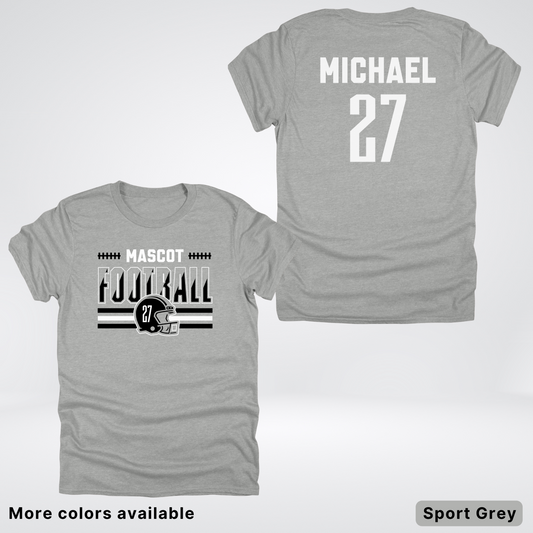 Custom Mascot, Number, & Name – Black - Football Design 14 V2 - T-Shirt