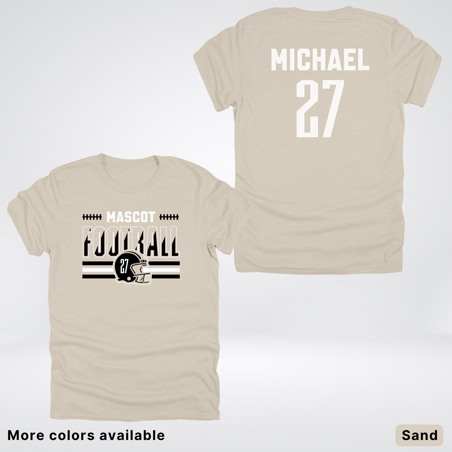 Custom Mascot, Number, & Name – Black - Football Design 14 V2 - T-Shirt