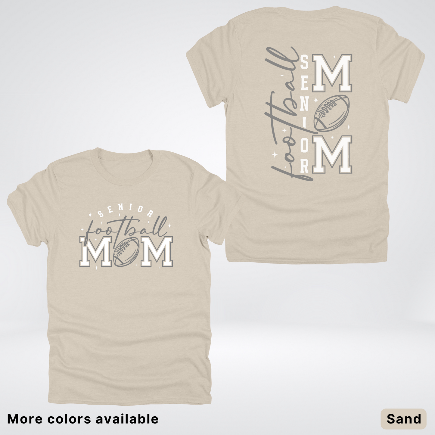 Senior Football Mom - Gray & White Design - T-Shirt