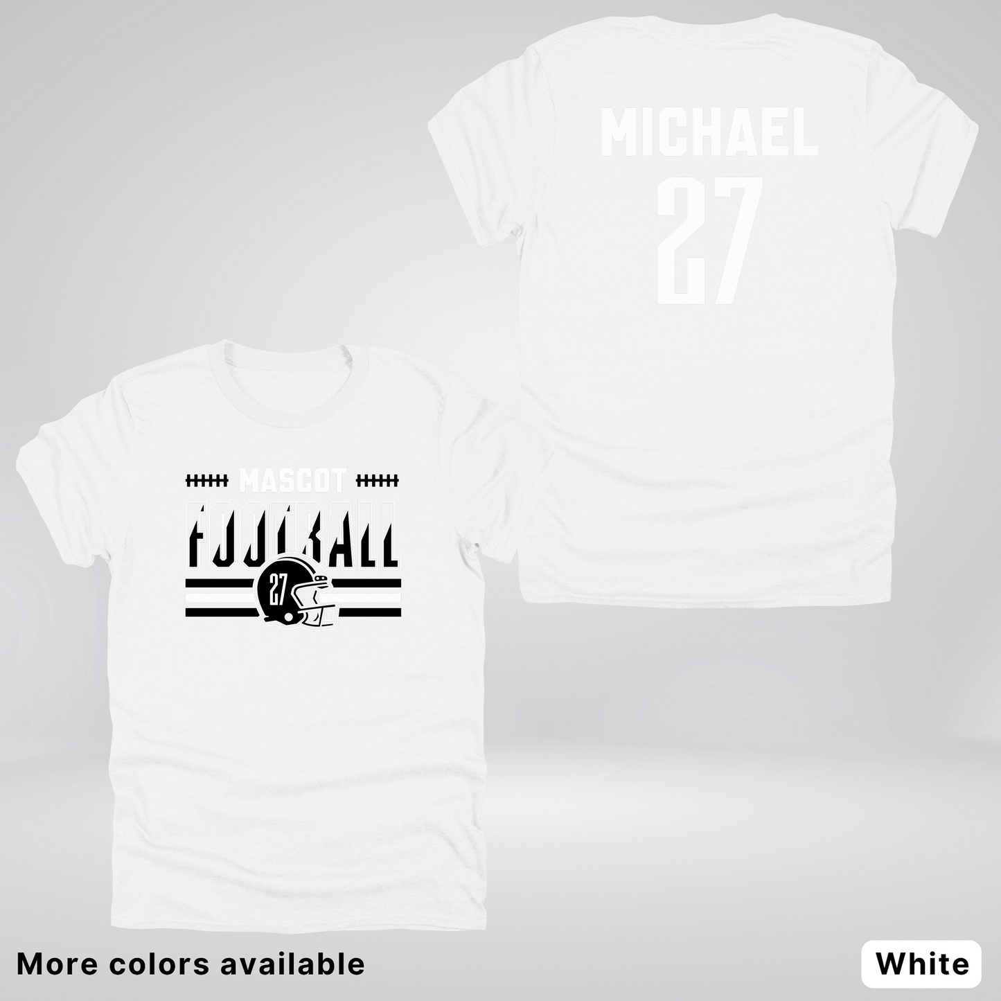 Custom Mascot, Number, & Name – Black - Football Design 14 V2 - T-Shirt