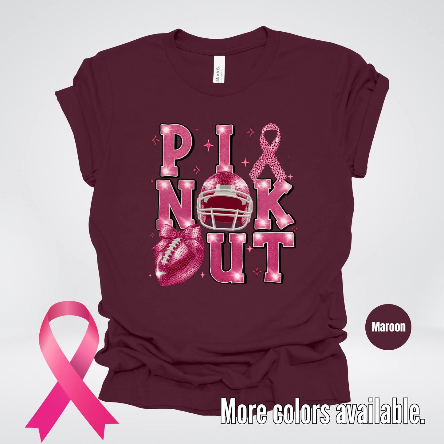 Pink Out Football Coquette Glitter Helmet T-Shirt