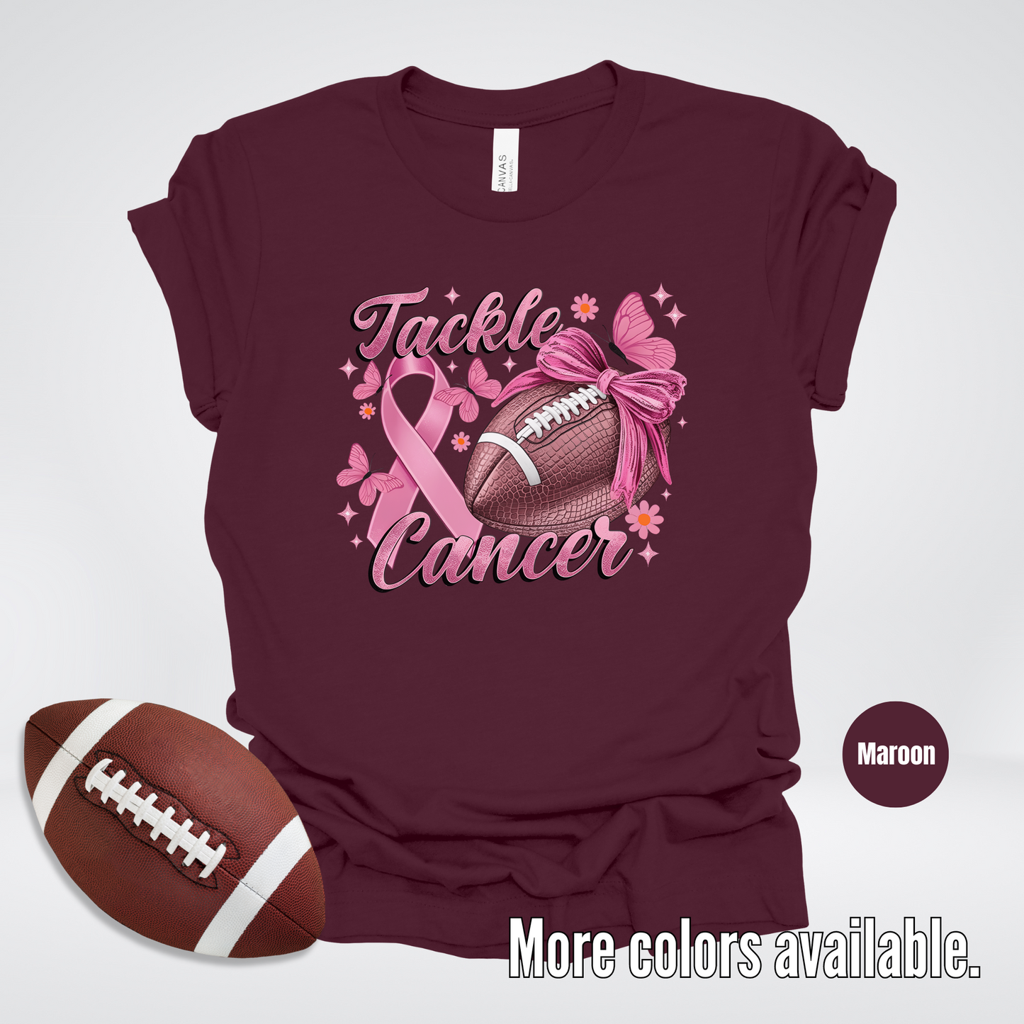 Tackle Cancer Coquette Football T-Shirt