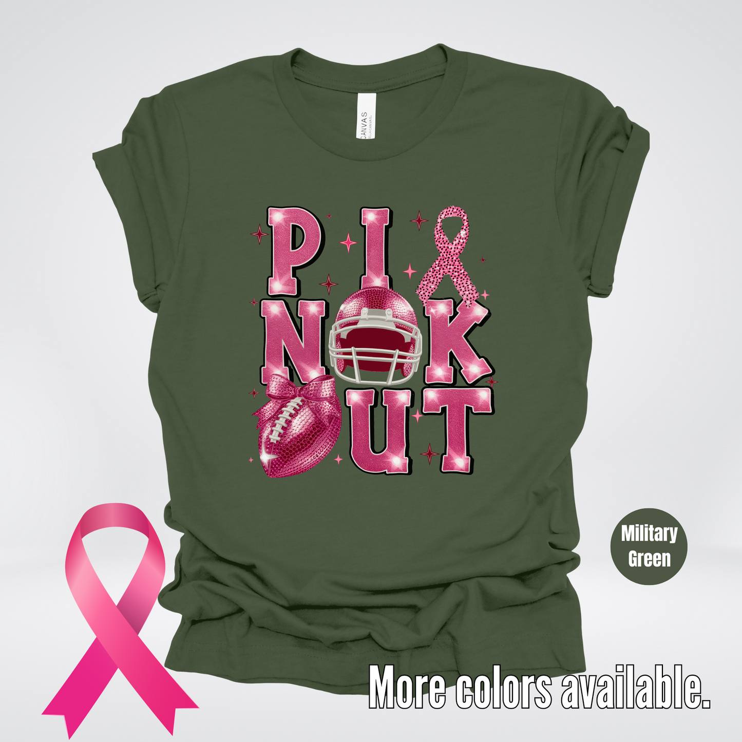 Pink Out Football Coquette Glitter Helmet T-Shirt