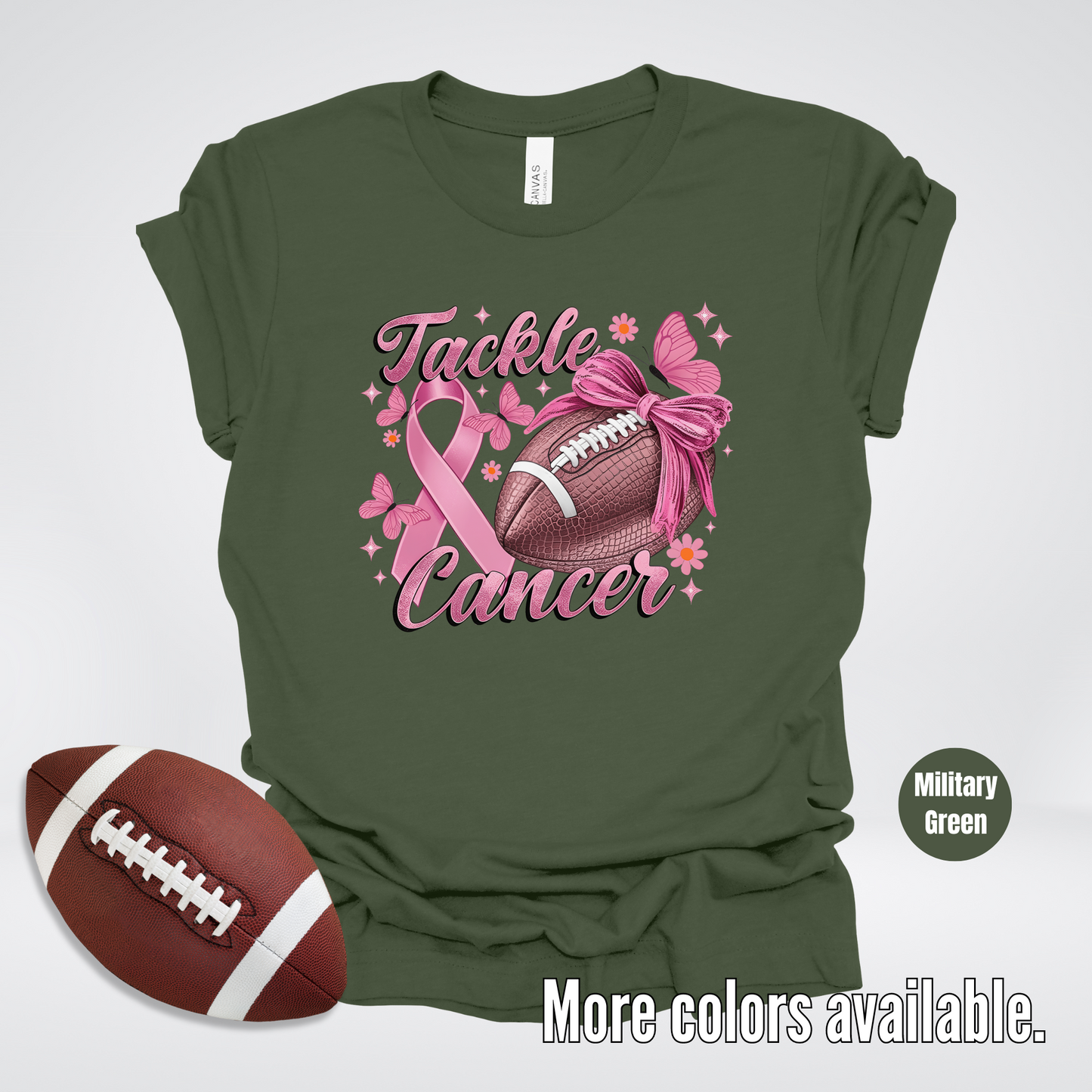 Tackle Cancer Coquette Football T-Shirt