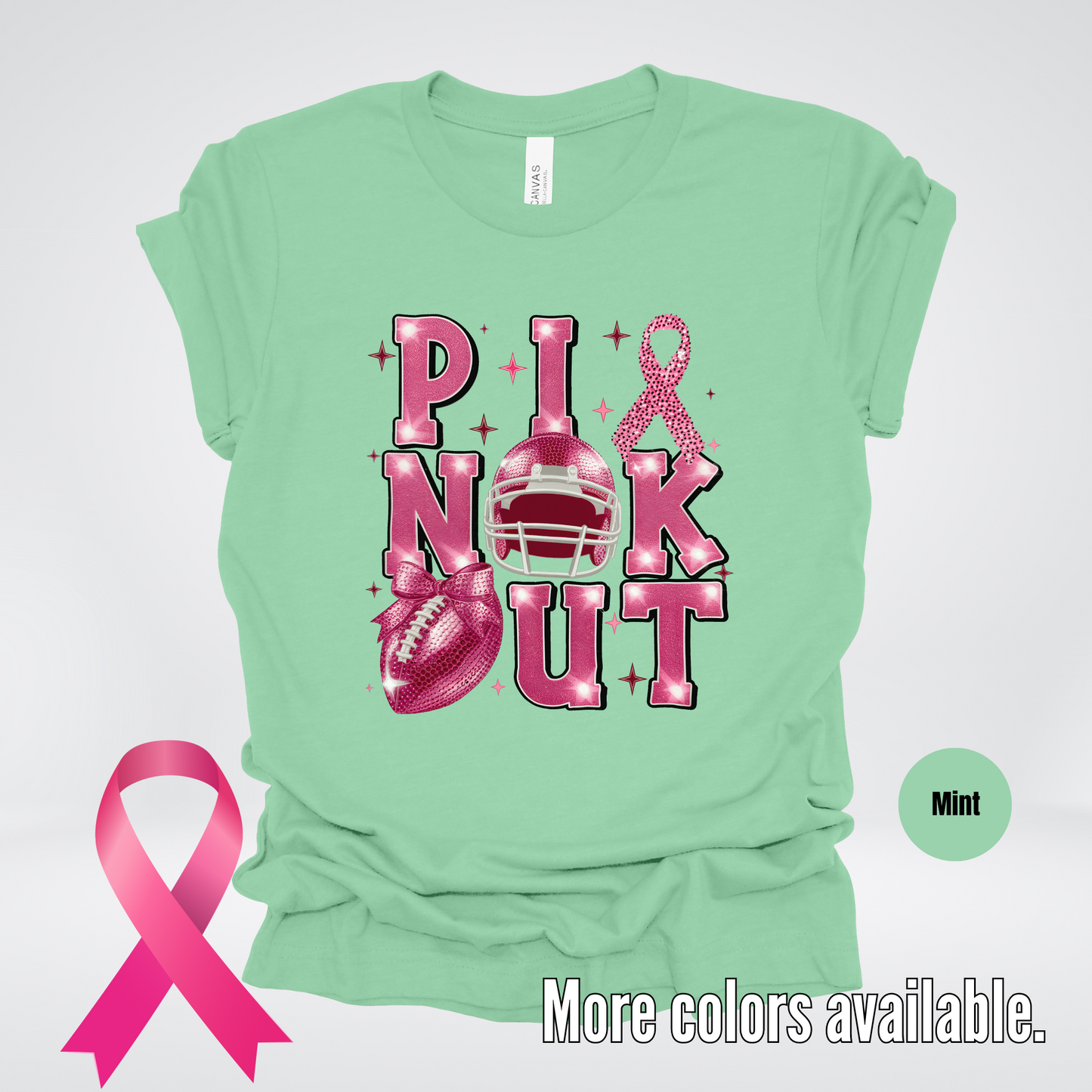 Pink Out Football Coquette Glitter Helmet T-Shirt