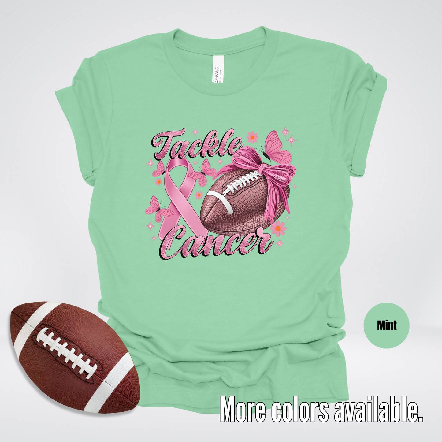 Tackle Cancer Coquette Football T-Shirt