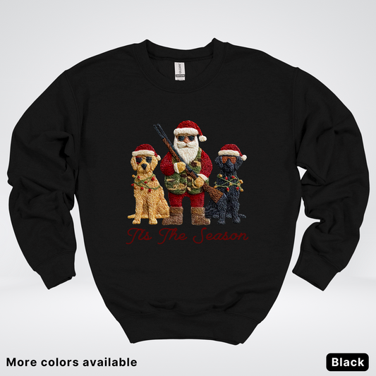 Tis The Season Hunting Santa Hook Yard Faux - Crewneck Sweatshirt