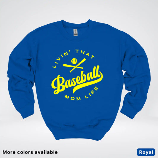 Livin' That Baseball Mom Life - Yellow Design - Crewneck Sweatshirt