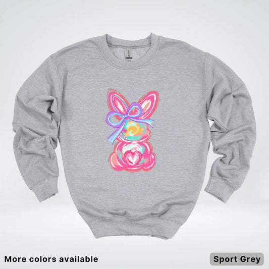 Coquette Easter Bunny – Pastel Bow Bunny Spring Graphic - Crewneck Sweatshirt
