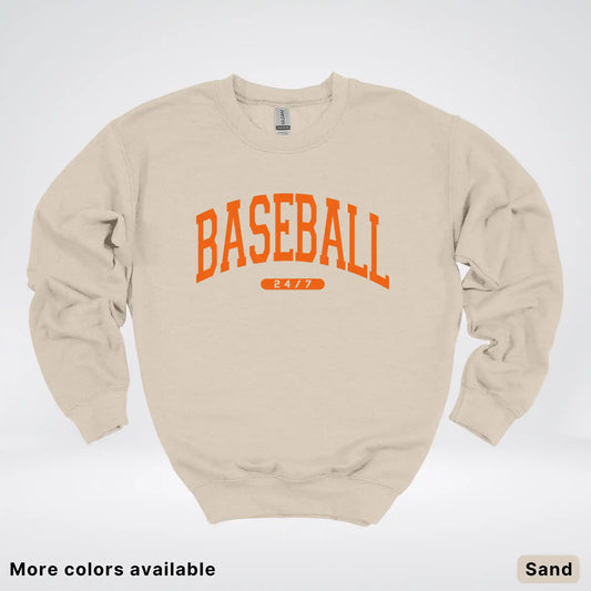 Baseball 24/7 – Orange Design - Crewneck Sweatshirt