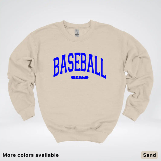 Baseball 24/7 – Blue Design - Crewneck Sweatshirt