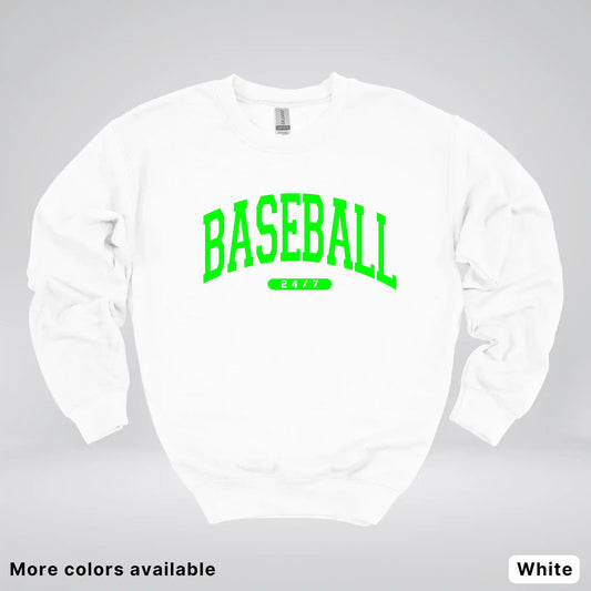 Baseball 24/7 – Green Design - Crewneck Sweatshirt