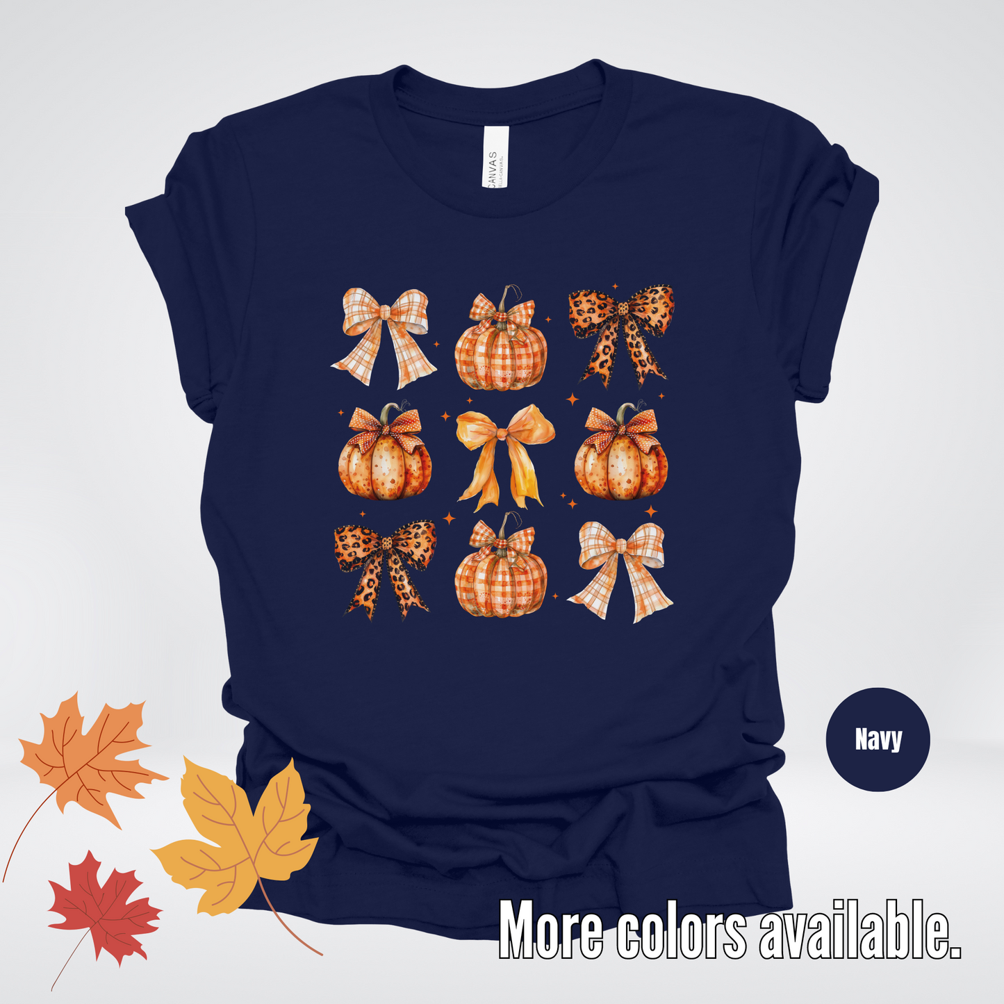 Fall Coquette Leopard Print and Flannel Bows And Pumpkins T-Shirt